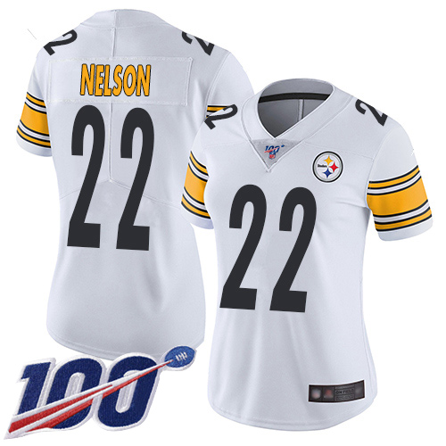 Women Pittsburgh Steelers Football 22 Limited White Steven Nelson Road 100th Season Vapor Untouchable Nike NFL Jersey